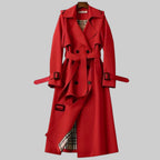 Sabine | Mulher Trench Coat Cinto Dupla Fileira de Botões