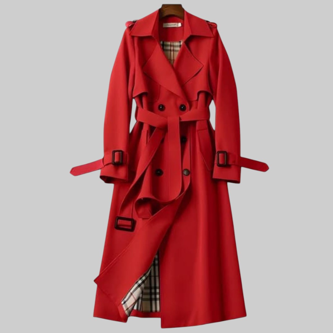 Sabine | Mulher Trench Coat Cinto Dupla Fileira de Botões
