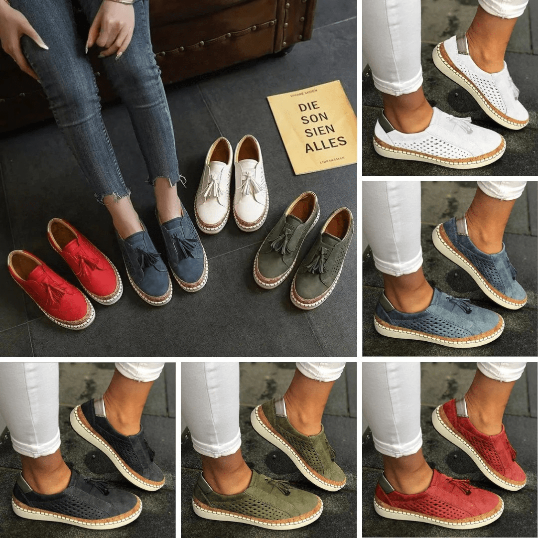 Mulher Ténis Slip-On Perfurado com Borla