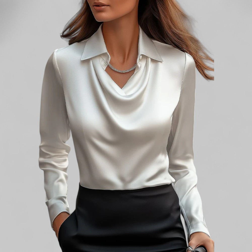 Mulher Blusa Cetim Gola Xale