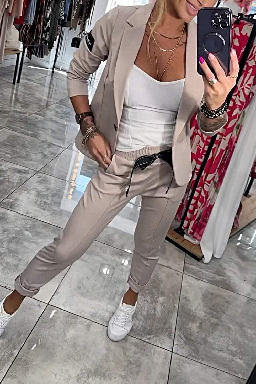 Indra | Conjunto Feminino 2 Peças Blazer e Calça Cintura Elástica