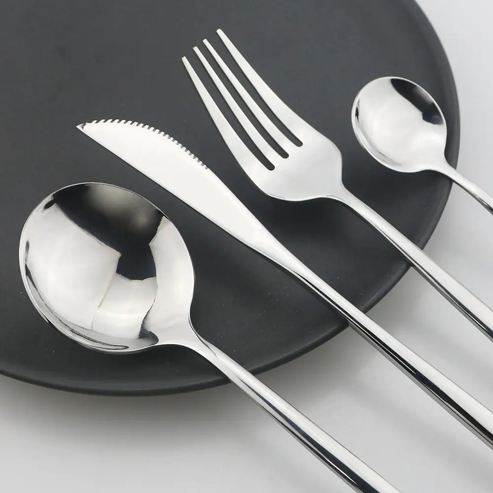 Conjunto de Talheres em Aço Inox 24 Peças | Nova | Dourado, Preto, Rosa