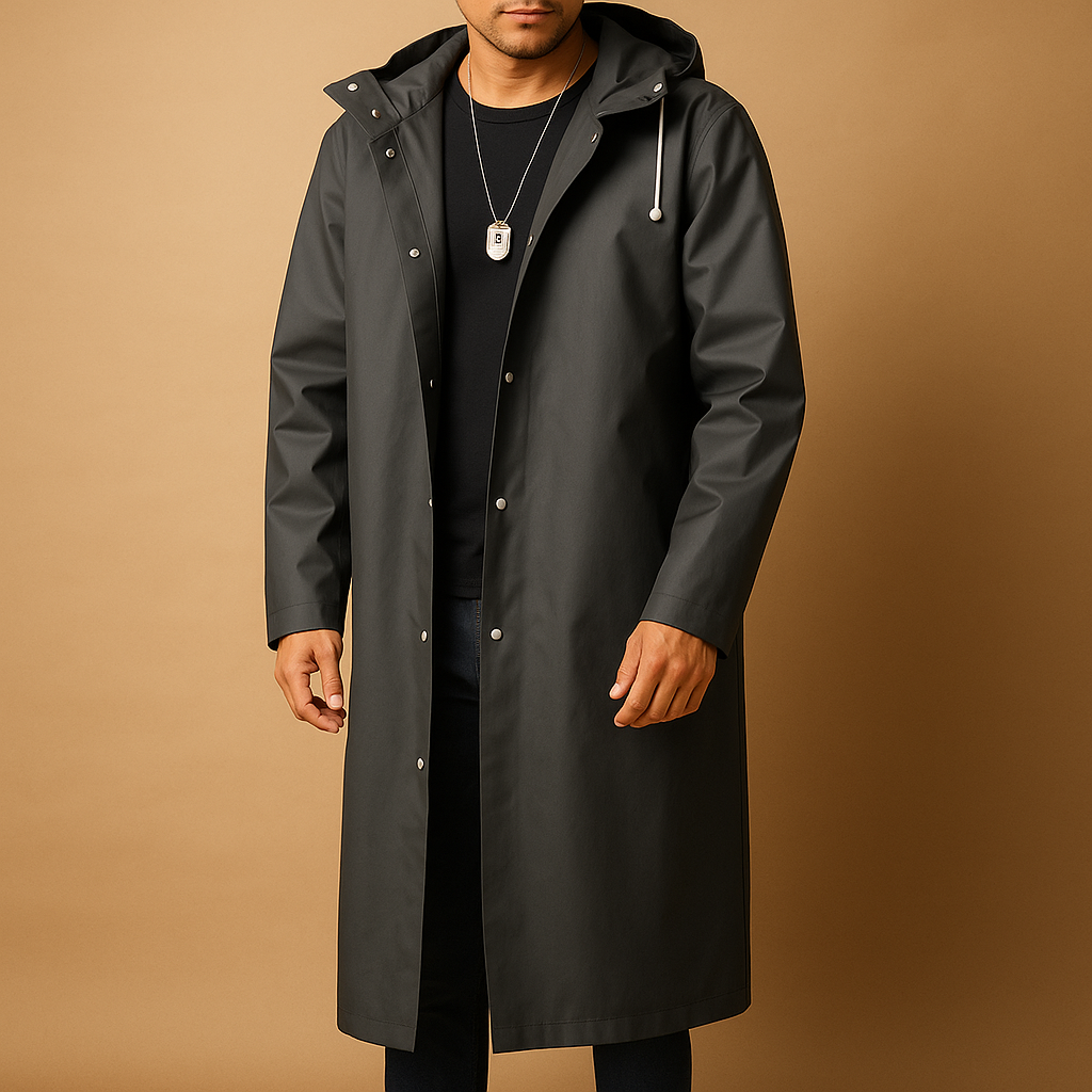 Ottavia | Homens Capa de Chuva Longa com Capuz Impermeável