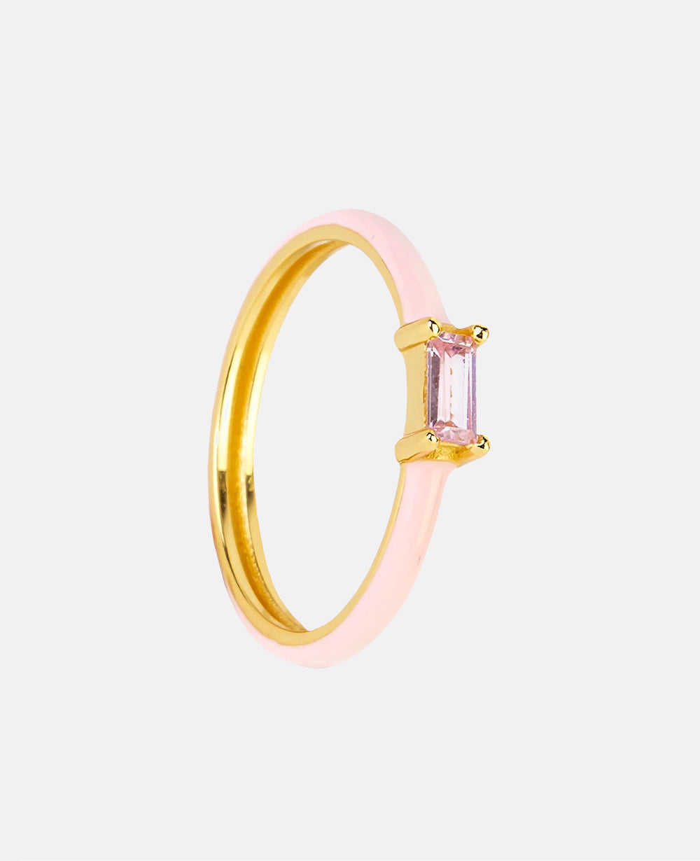 Zinnia | Anel de Prata | Dourado Rosa, Esmalte, Zircônia | Feminino