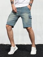 Willa | Homem Calções Cargo Denim Cós Ajustável