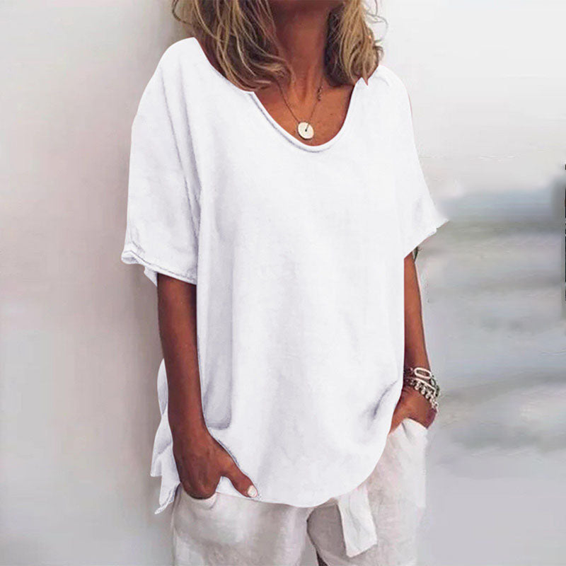 Rosalind | Mulher Camiseta Algodão Oversized Decote V