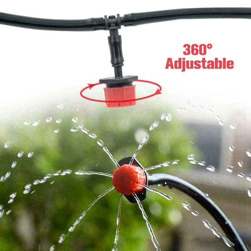 Sistema de irrigação automático para jardim com mangueira e sprinklers ajustáveis