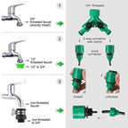Sistema de irrigação automático para jardim com mangueira e sprinklers ajustáveis
