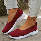 Eira | Sapatilhas Slip On Femininas Malha Bico Redondo