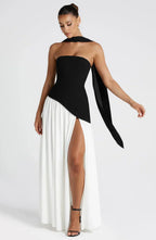 Halcyon | Vestido Maxi Mulher Corpete sem Alças Fenda