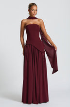 Halcyon | Vestido Maxi Mulher Corpete sem Alças Fenda