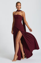 Halcyon | Vestido Maxi Mulher Corpete sem Alças Fenda