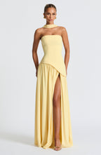 Halcyon | Vestido Maxi Mulher Corpete sem Alças Fenda