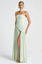 Halcyon | Vestido Maxi Mulher Corpete sem Alças Fenda