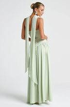 Halcyon | Vestido Maxi Mulher Corpete sem Alças Fenda