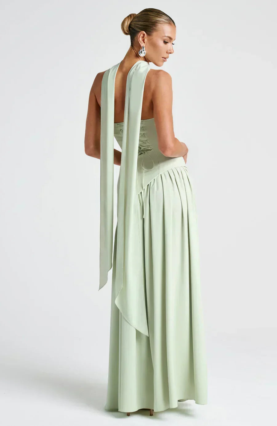 Halcyon | Vestido Maxi Mulher Corpete sem Alças Fenda
