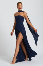 Halcyon | Vestido Maxi Mulher Corpete sem Alças Fenda