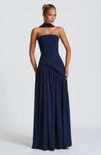 Halcyon | Vestido Maxi Mulher Corpete sem Alças Fenda