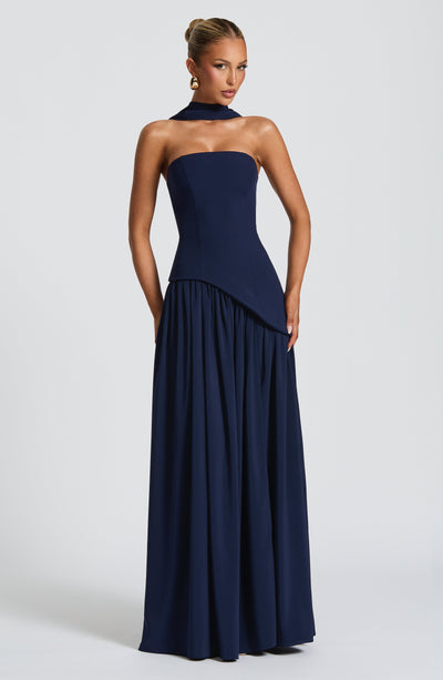 Halcyon | Vestido Maxi Mulher Corpete sem Alças Fenda
