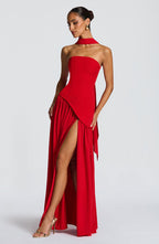Halcyon | Vestido Maxi Mulher Corpete sem Alças Fenda