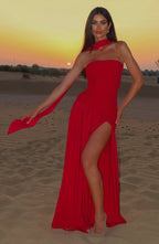 Halcyon | Vestido Maxi Mulher Corpete sem Alças Fenda