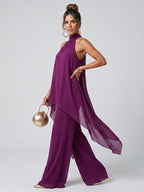 Conjunto Calças Palazzo | Top Halter Assimétrico Mulher