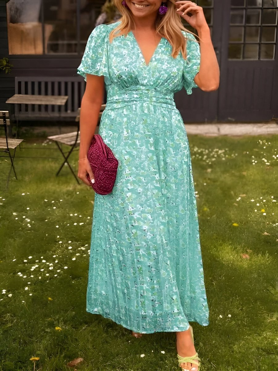 Halle | Vestido Longo Floral Feminino Decote V