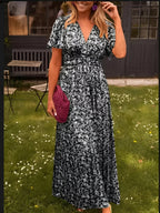 Halle | Vestido Longo Floral Feminino Decote V