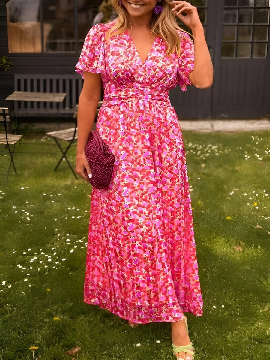 Halle | Vestido Longo Floral Feminino Decote V