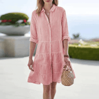 Nina | Vestido Midi Listrado com Botões Feminino