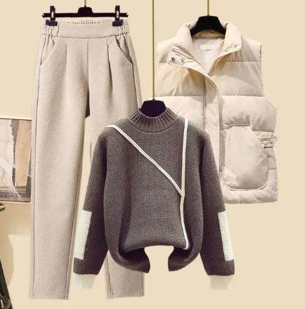 Aria | Conjunto Feminino 3 Peças Calças Colete e Camisola Outono
