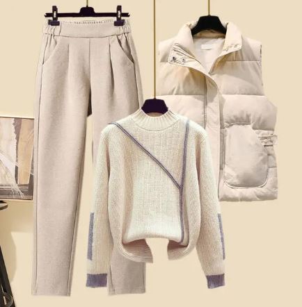 Aria | Conjunto Feminino 3 Peças Calças Colete e Camisola Outono