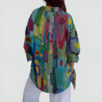 Blusa Feminina Padrão Geométrico Manga Longa