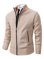 Esme | Homem Cardigan Malha Canelada Fecho Completo Gola Alta