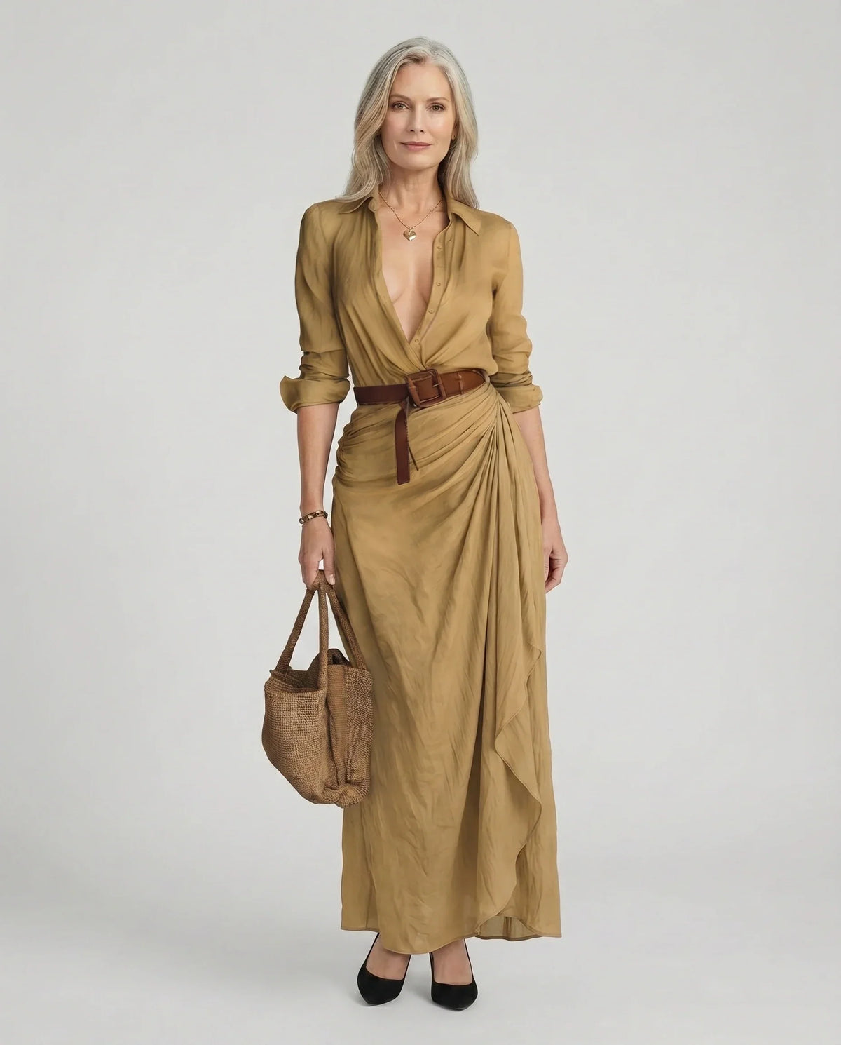 Embla | Vestido Longo Chemisier Feminino com Cinto