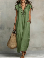 Ottoline | Vestido Longo Feminino Linho Boho