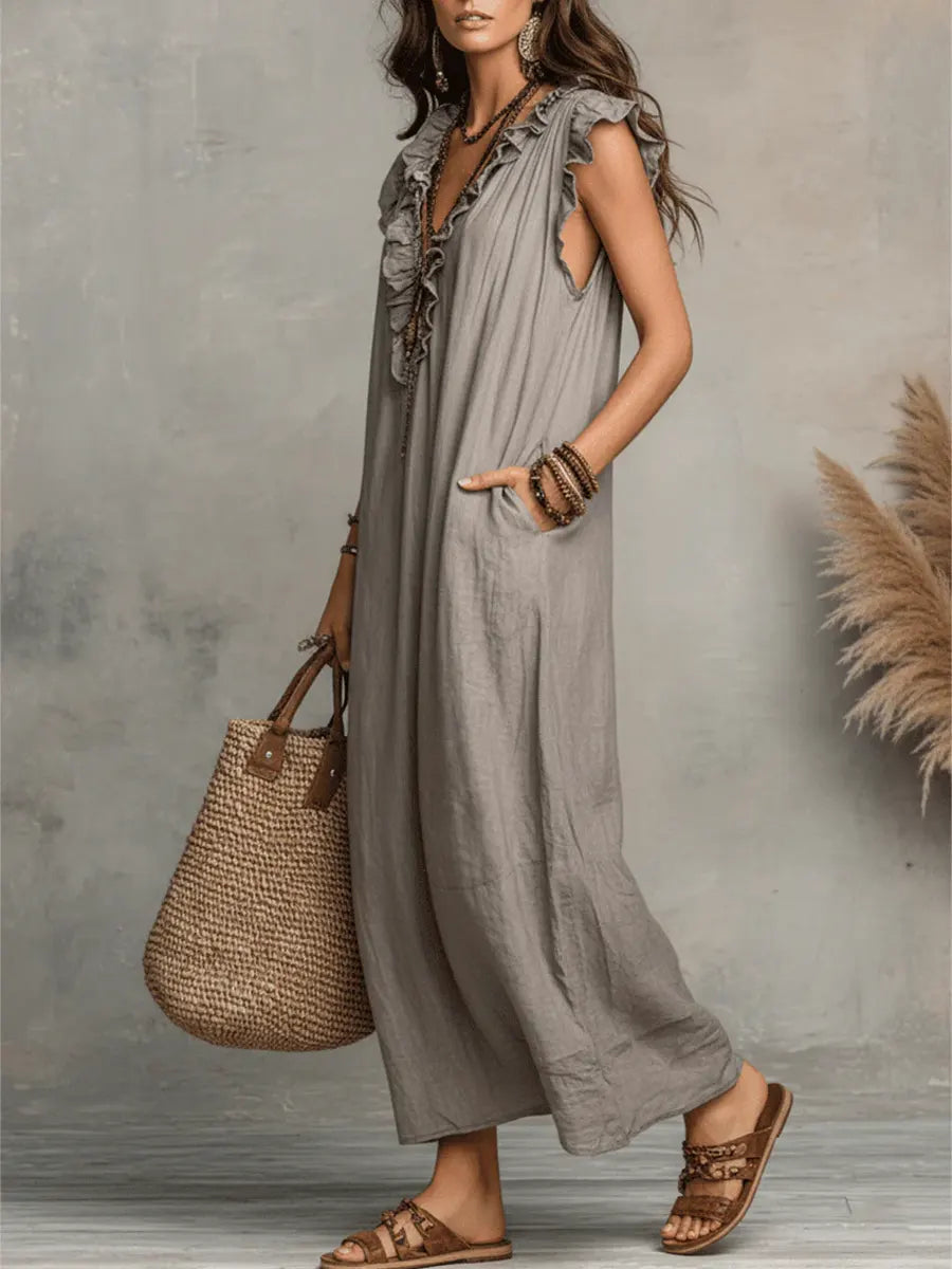Ottoline | Vestido Longo Feminino Linho Boho