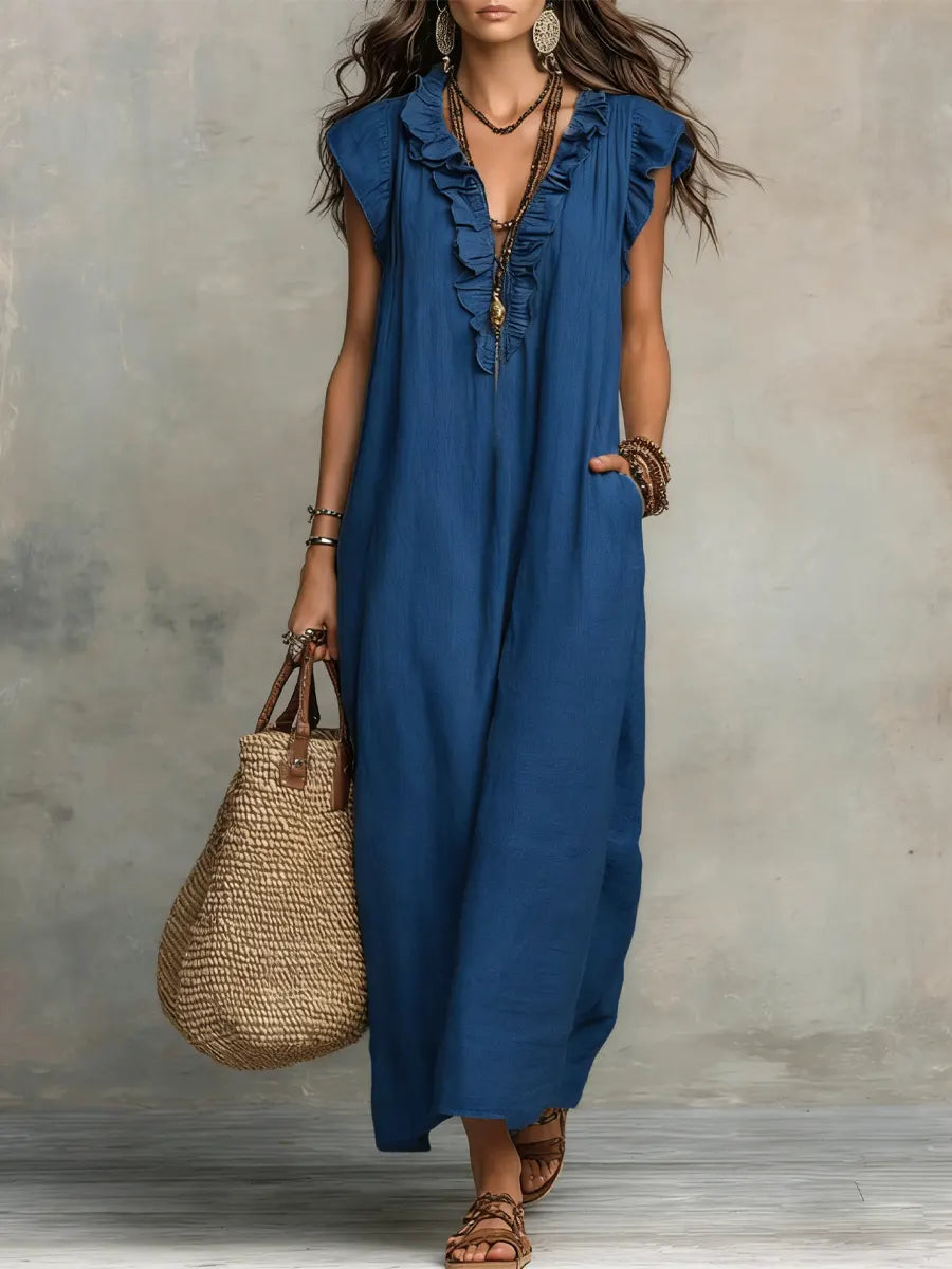 Ottoline | Vestido Longo Feminino Linho Boho