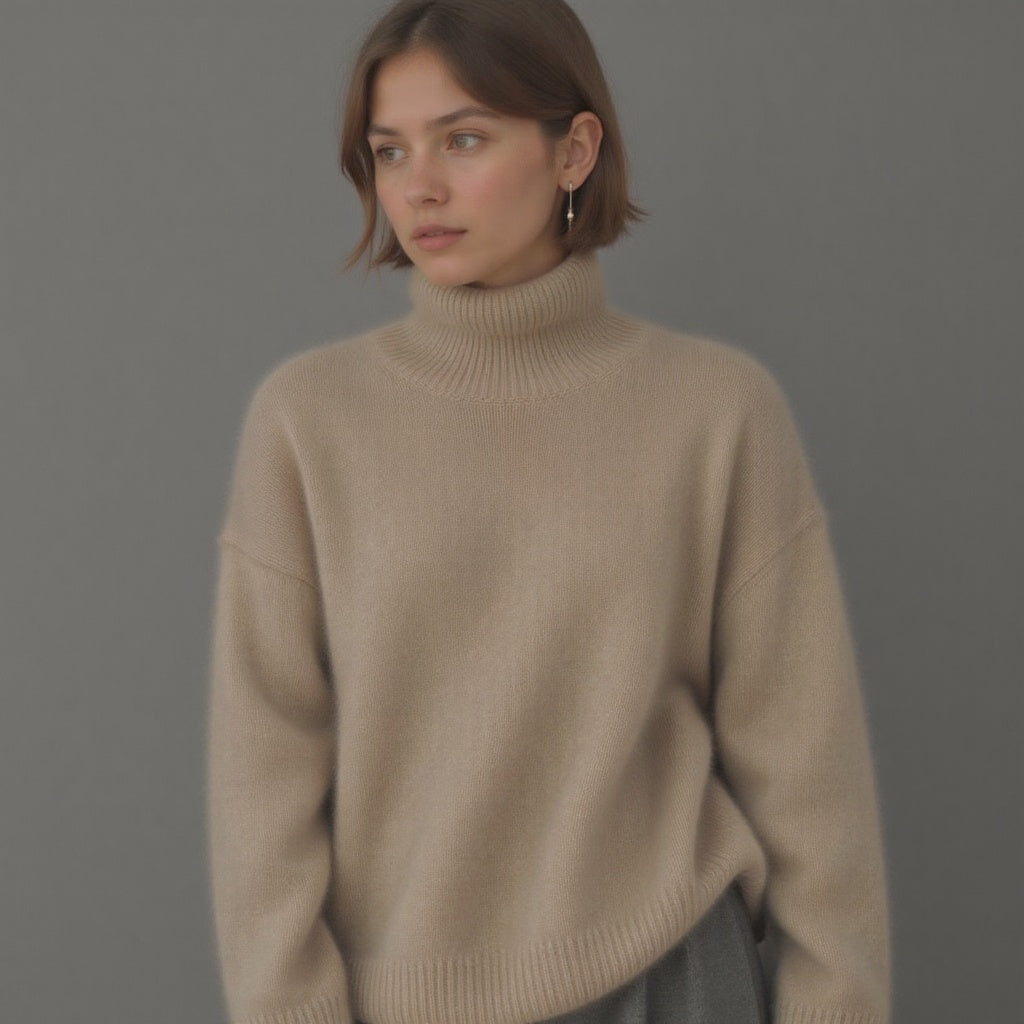 Jade | Mulher Caxemira Oversize Camisola Gola Alta