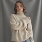 Jade | Mulher Caxemira Oversize Camisola Gola Alta