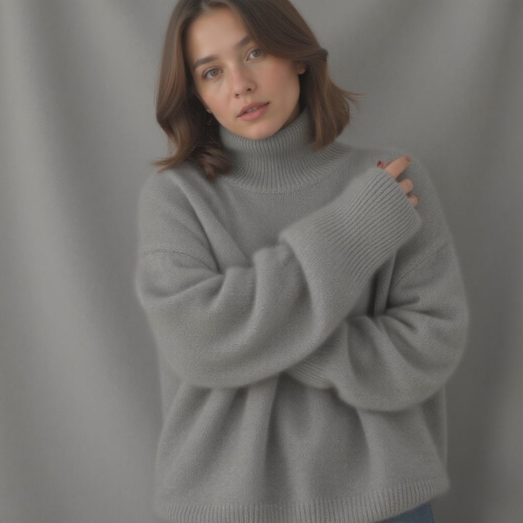 Jade | Mulher Caxemira Oversize Camisola Gola Alta