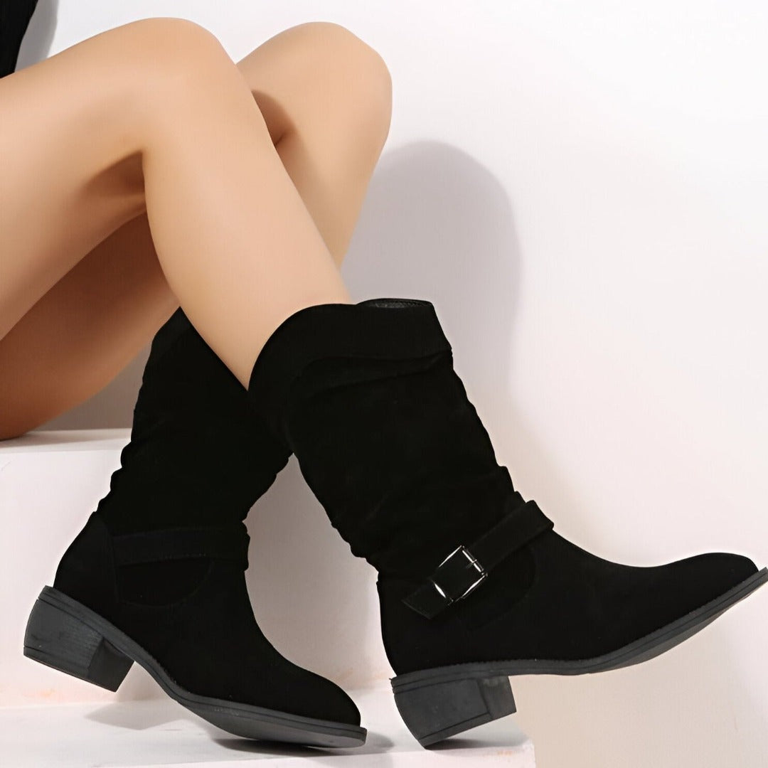 Zinnia | Botas Femininas Bico Redondo Salto Baixo Palmilha Macia