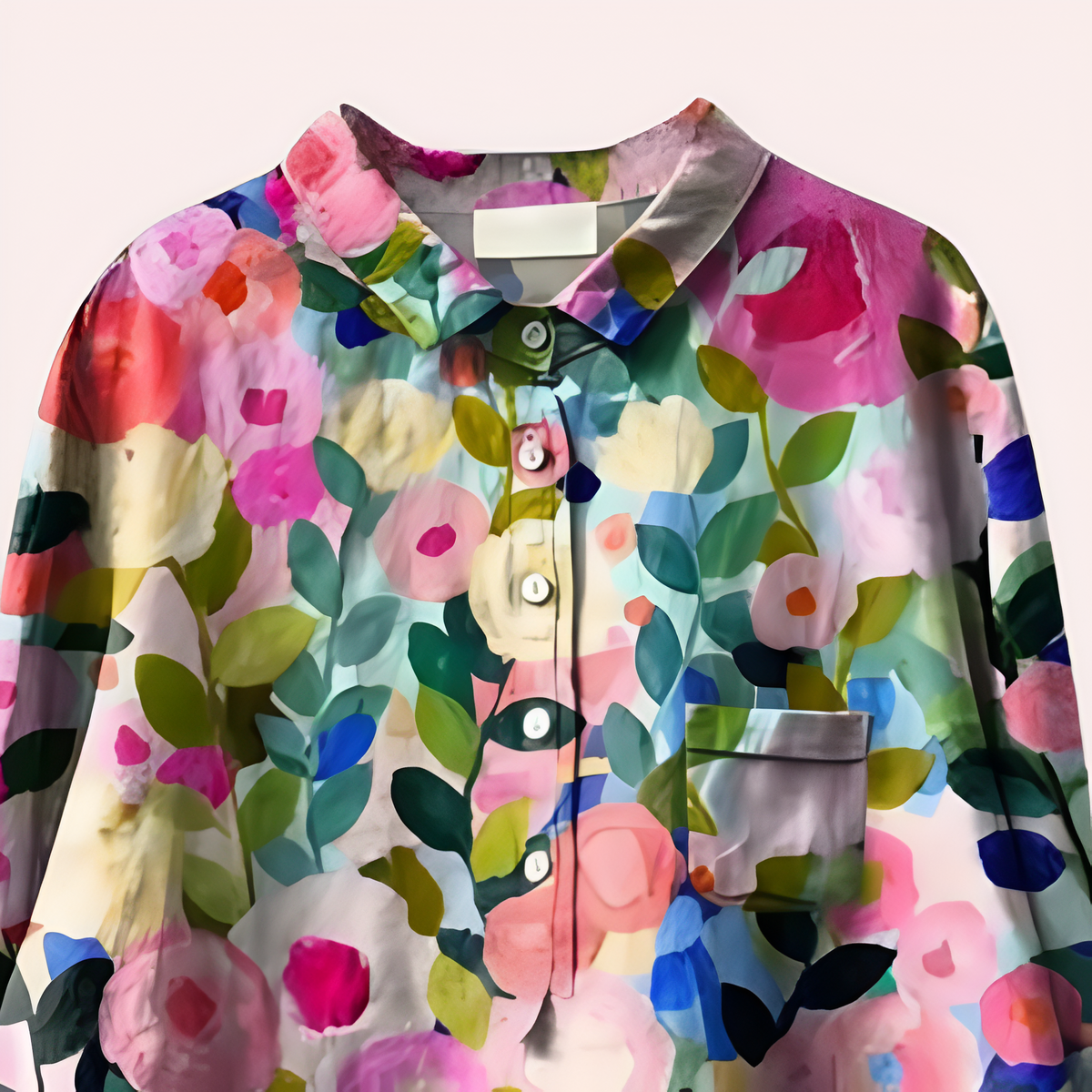 Blusa Feminina Floral Manga Longa Decote V
