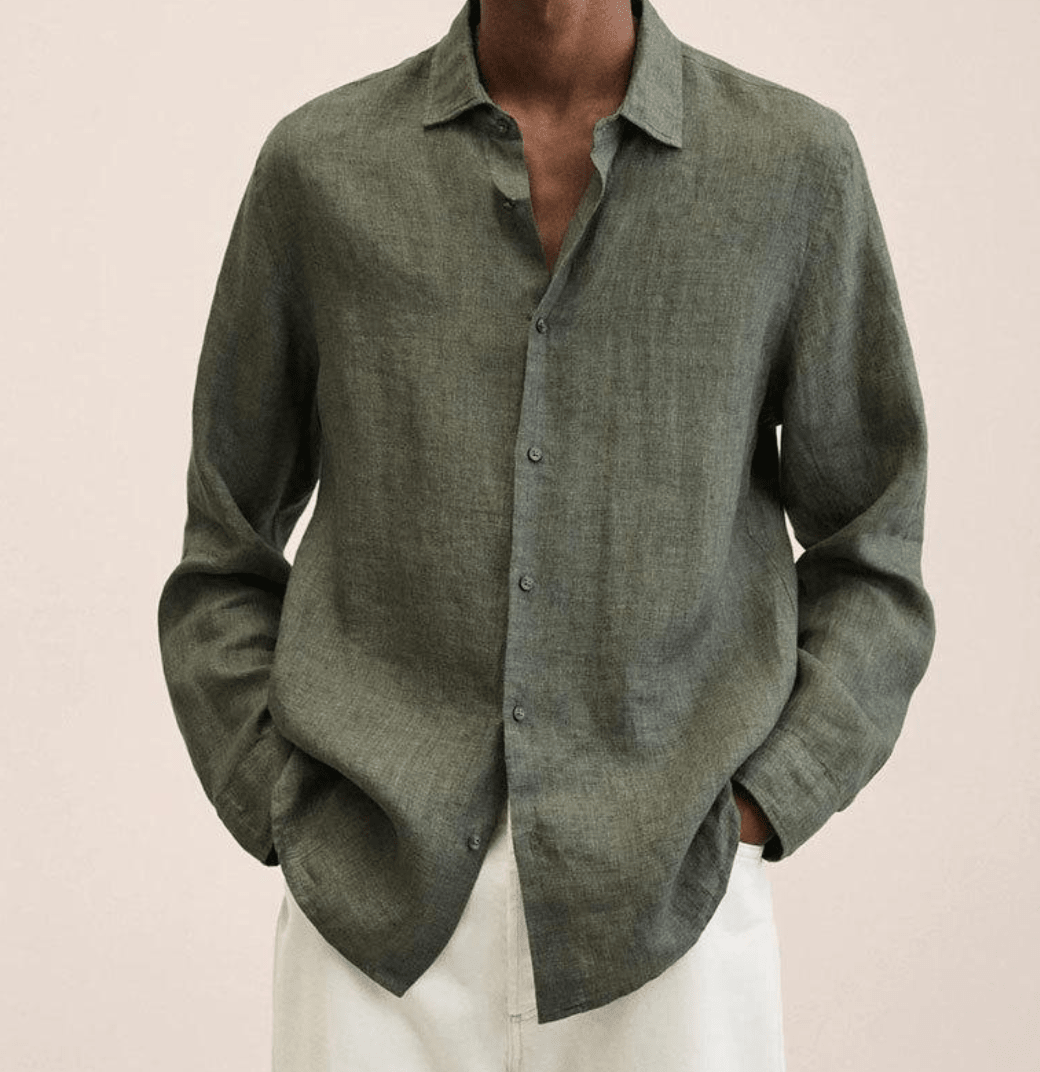 Elsa | Camisa Masculina Algodão Linho Corte Reto