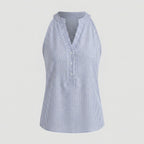 Sage | Blusa sem Mangas Feminina | Riscas, Gola Alta | Algodão, Casual