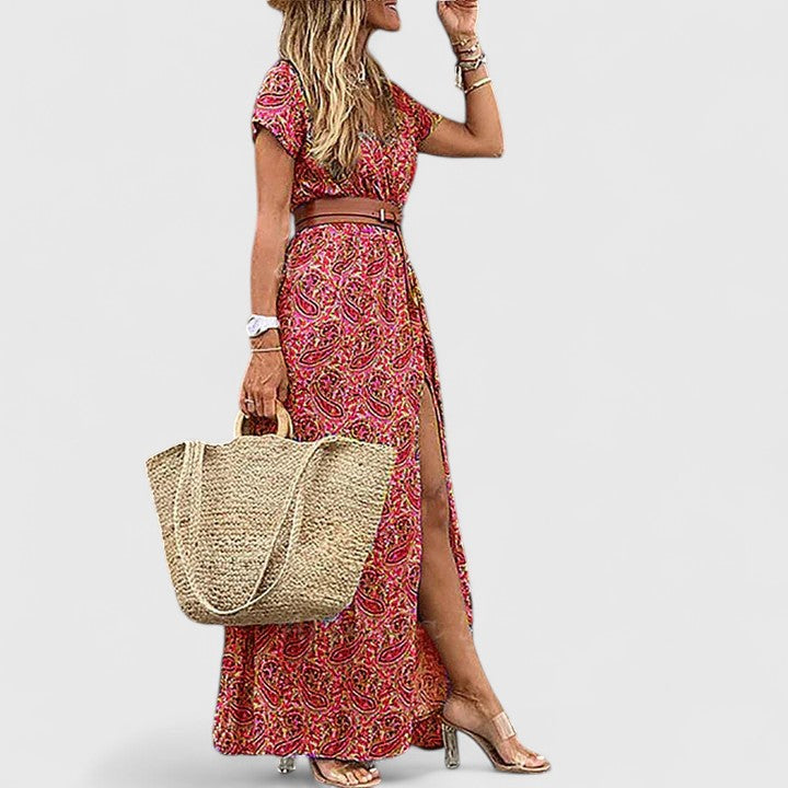 Saoirse | Vestido Maxi Boho Feminino Decote V
