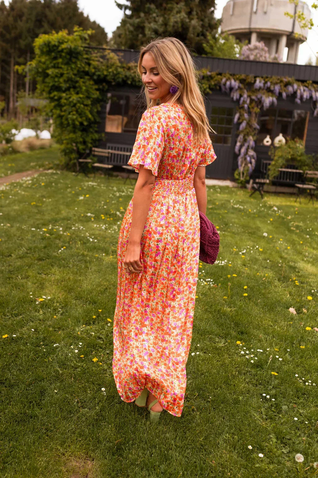 Halle | Vestido Longo Floral Feminino Decote V