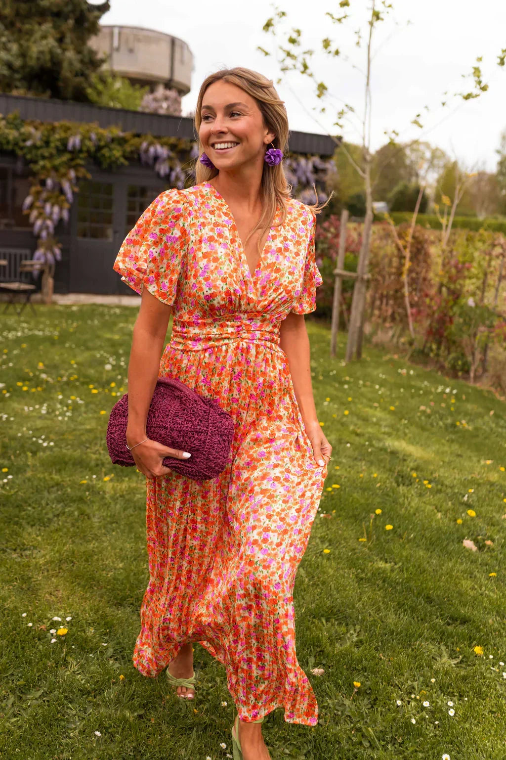 Halle | Vestido Longo Floral Feminino Decote V