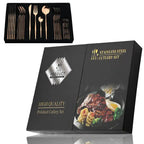 Conjunto de Talheres em Aço Inox 24 Peças | Nova | Dourado, Preto, Rosa