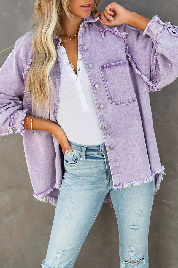 Talia | Jaqueta Jeans Oversized com Franjas